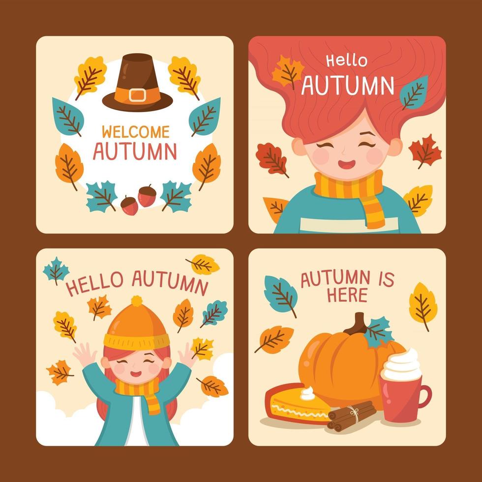 bienvenue série de cartes d'automne vecteur