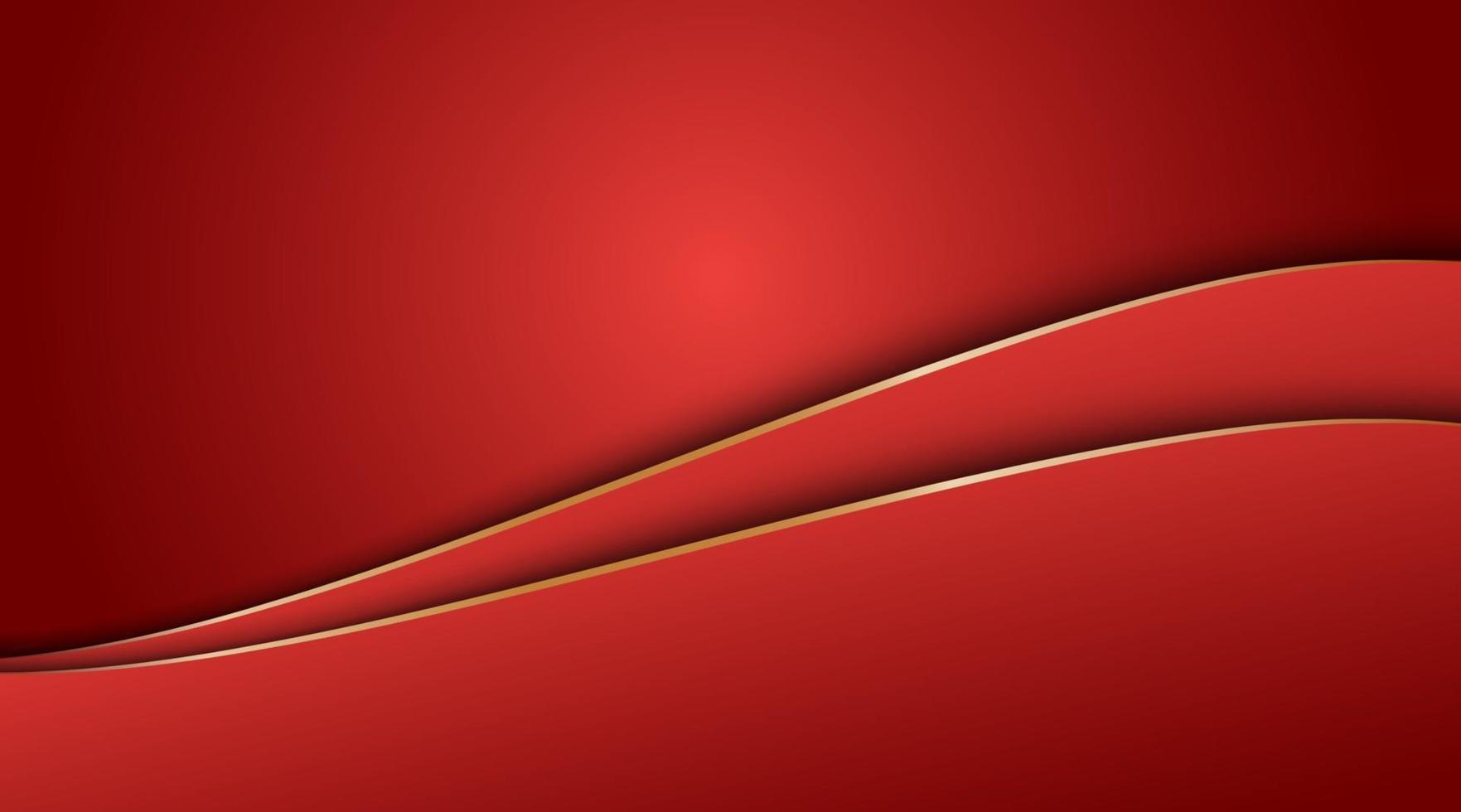 abstrait dégradé rouge et fond de courbe d'or vecteur