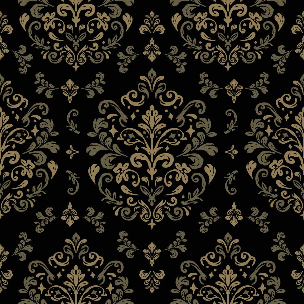 marron et or damassé sans couture ancien modèle. élégant conception dans Royal baroque style Contexte texture. floral et tourbillon élément. marron couleurs. idéal pour textile impression et fonds d'écran. vecteur