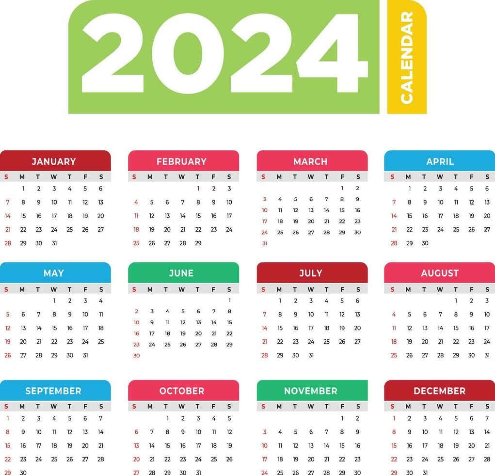 calendrier 2024 année vecteur