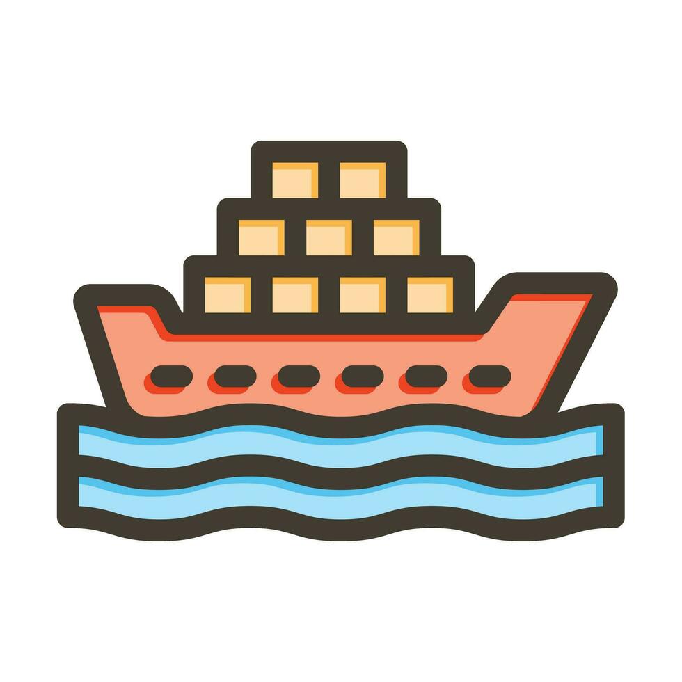 cargaison navire vecteur épais ligne rempli couleurs icône pour personnel et commercial utiliser.