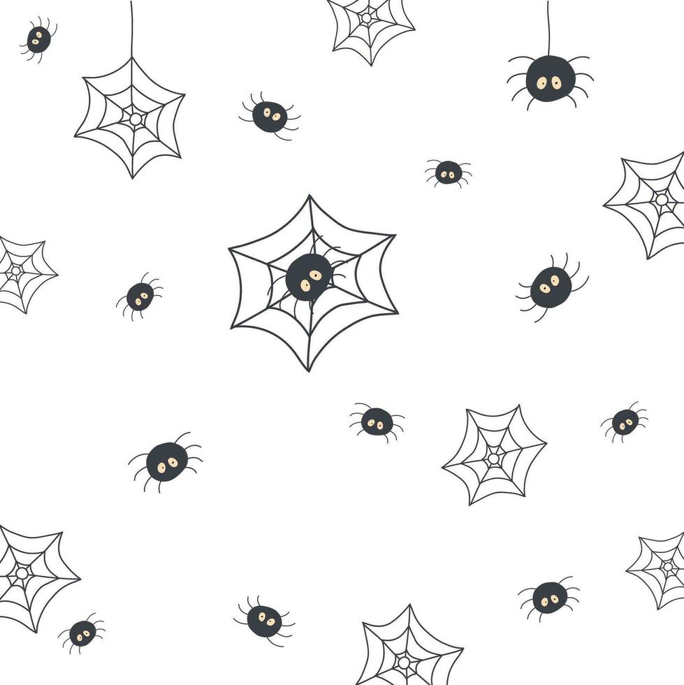 Halloween ensemble avec les araignées et toiles d'araignées sur blanc Contexte. vecteur illustration. fête décorations, faire-part, affiche.