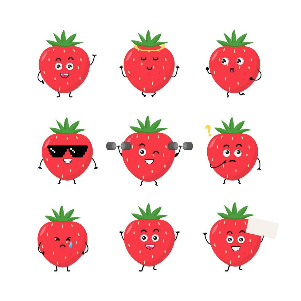 illustration vectorielle de fraise mignon personnage vecteur