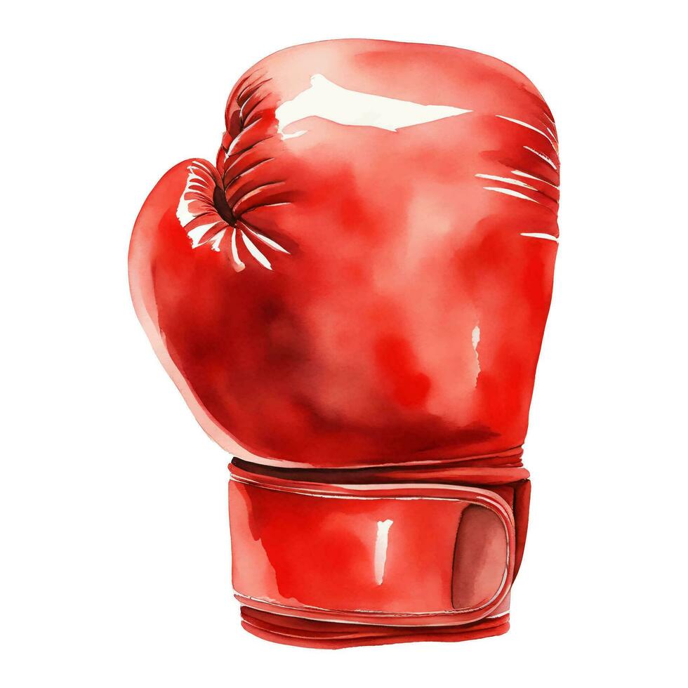 rouge boxe gant isolé main tiré aquarelle La peinture illustration vecteur