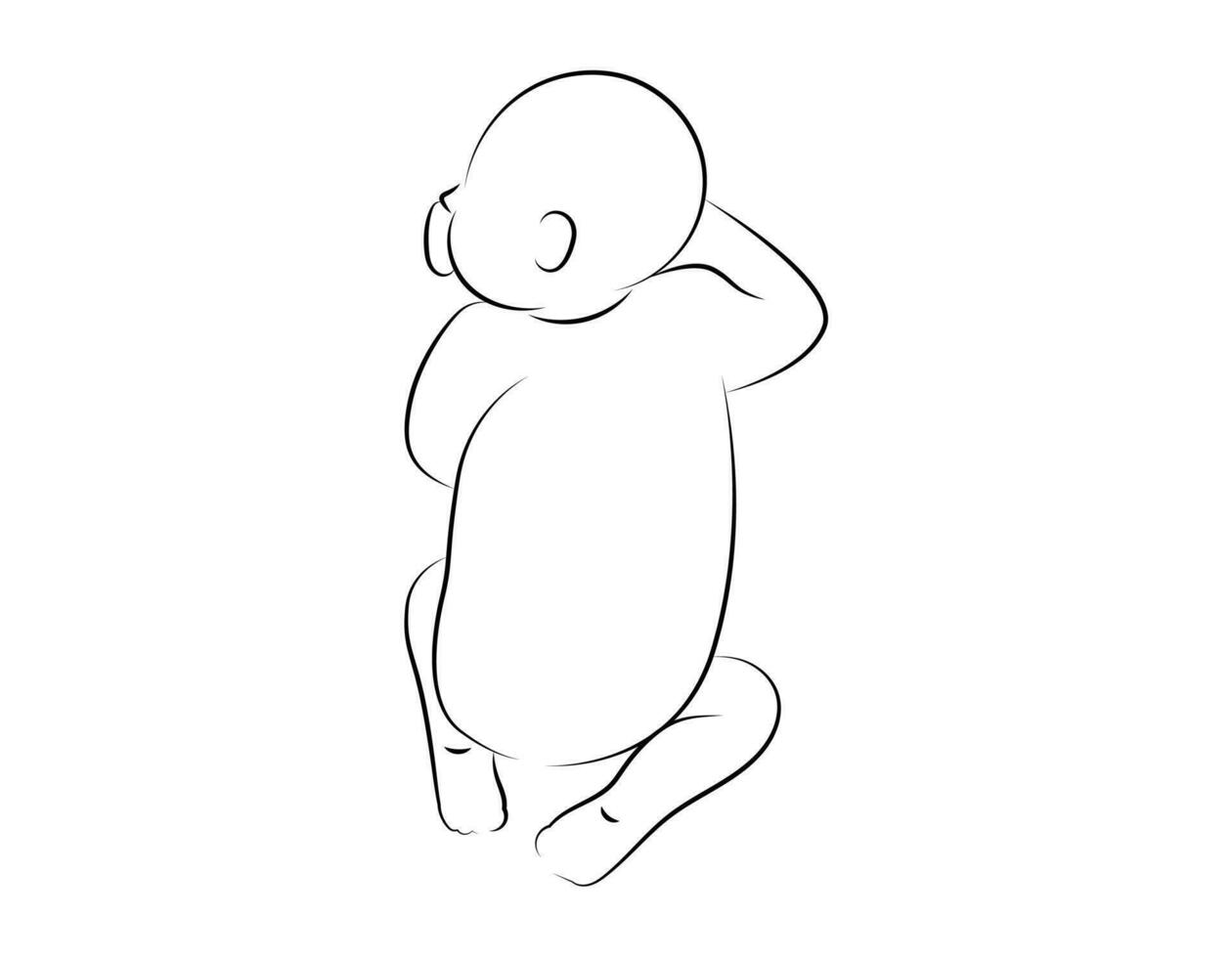mignonne nouveau née bébé mensonge et en train de dormir sur le sien estomac. vecteur isolé illustration dans dessin au trait style.