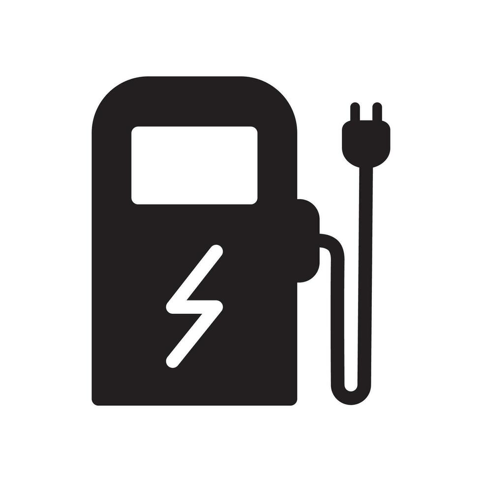 électrique station chargeur plat style icône conception vecteur