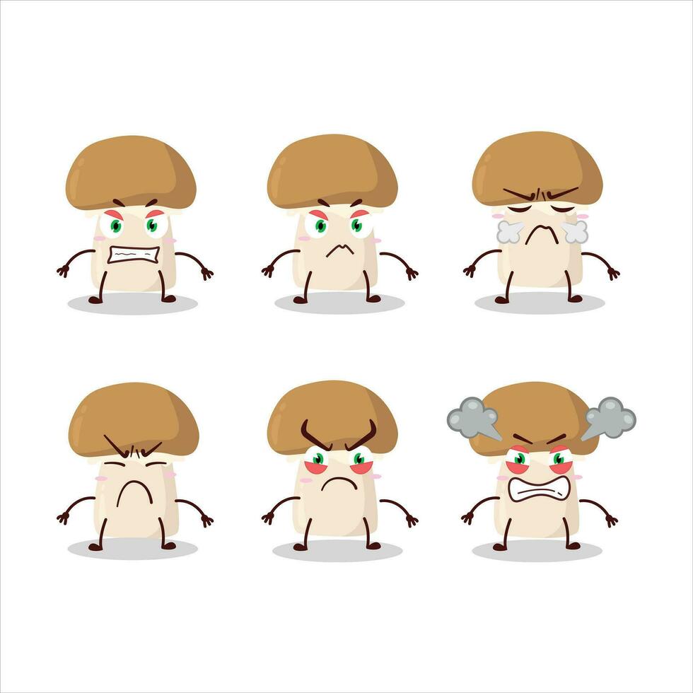 champignon dessin animé personnage avec divers en colère expressions vecteur