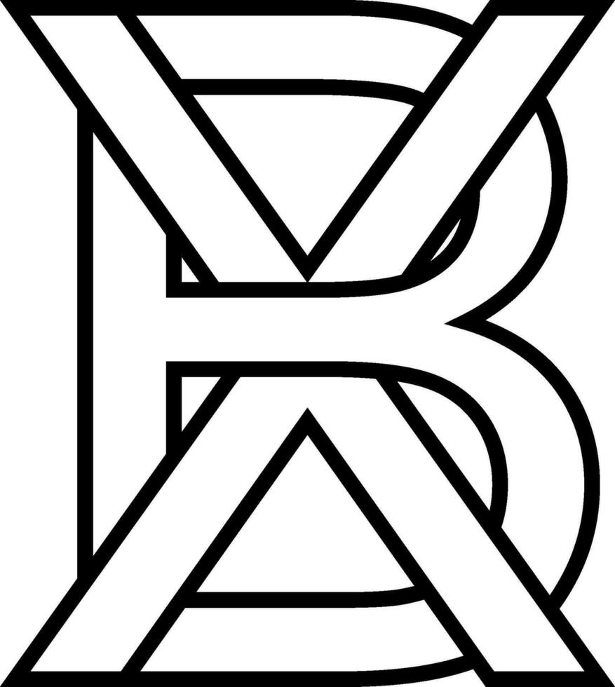 logo signe bx xb icône signe deux entrelacé des lettres b, X vecteur