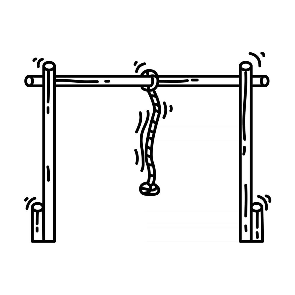 aire de jeux pour enfants balançoire corde, jouer, enfants, jardin d'enfants. jeu d'icônes dessinées à la main, contour noir, icône de griffonnage, icône vectorielle vecteur