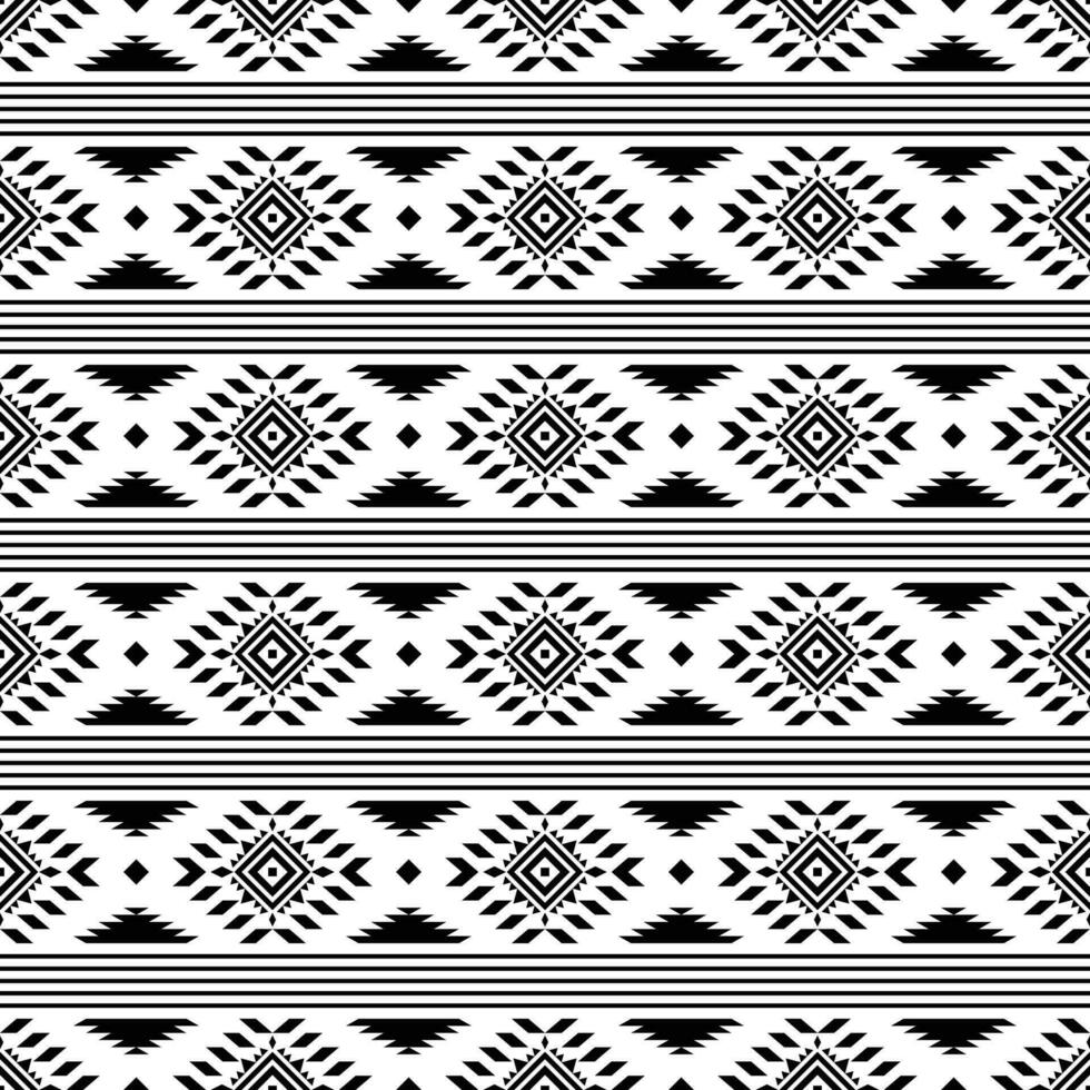 géométrique ethnique sans couture Bande modèle conception. tribal aztèque abstrait illustration conception pour impression tissu. noir et blanc couleur. vecteur