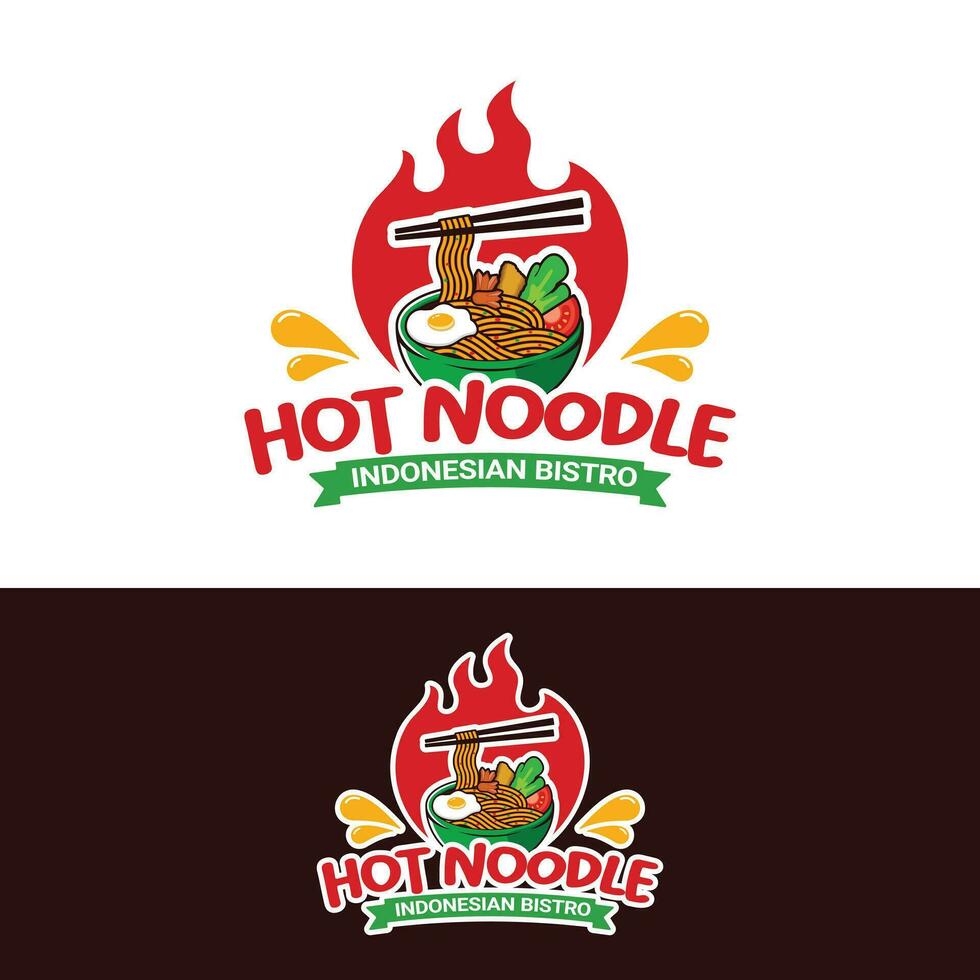 chaud épicé nouille mie ramen logo conception modèle vecteur