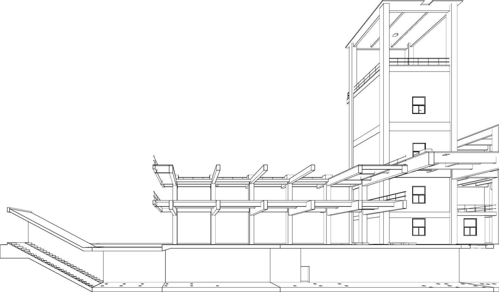 3d illustration de industriel bâtiment vecteur