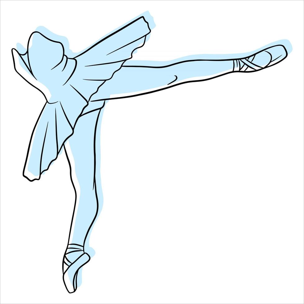 ballet. jambes de ballerine en tutu et pointe. dessin au trait. vecteur