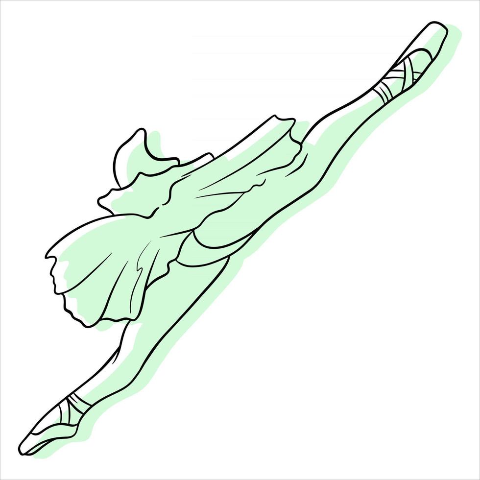 ballet. jambes de ballerine en tutu et pointe. dessin au trait. vecteur