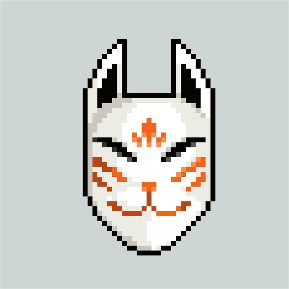 pixel art illustration Japonais masque. pixélisé masque. Japonais masque icône pixélisé pour le pixel art Jeu et icône pour site Internet et vidéo jeu. vieux école rétro. vecteur