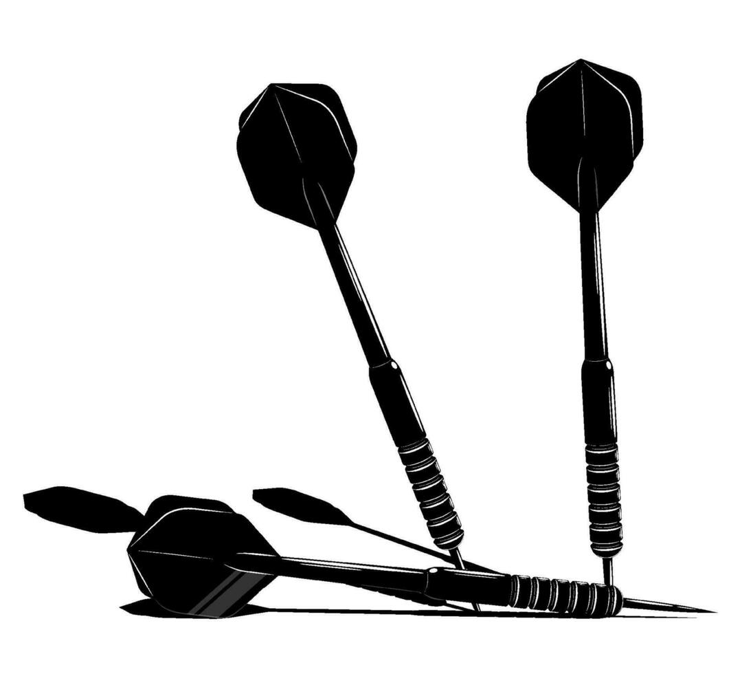 dard La Flèche dans contrastant noir et blanc style. équipement pour des sports compétitions de fléchettes. vecteur