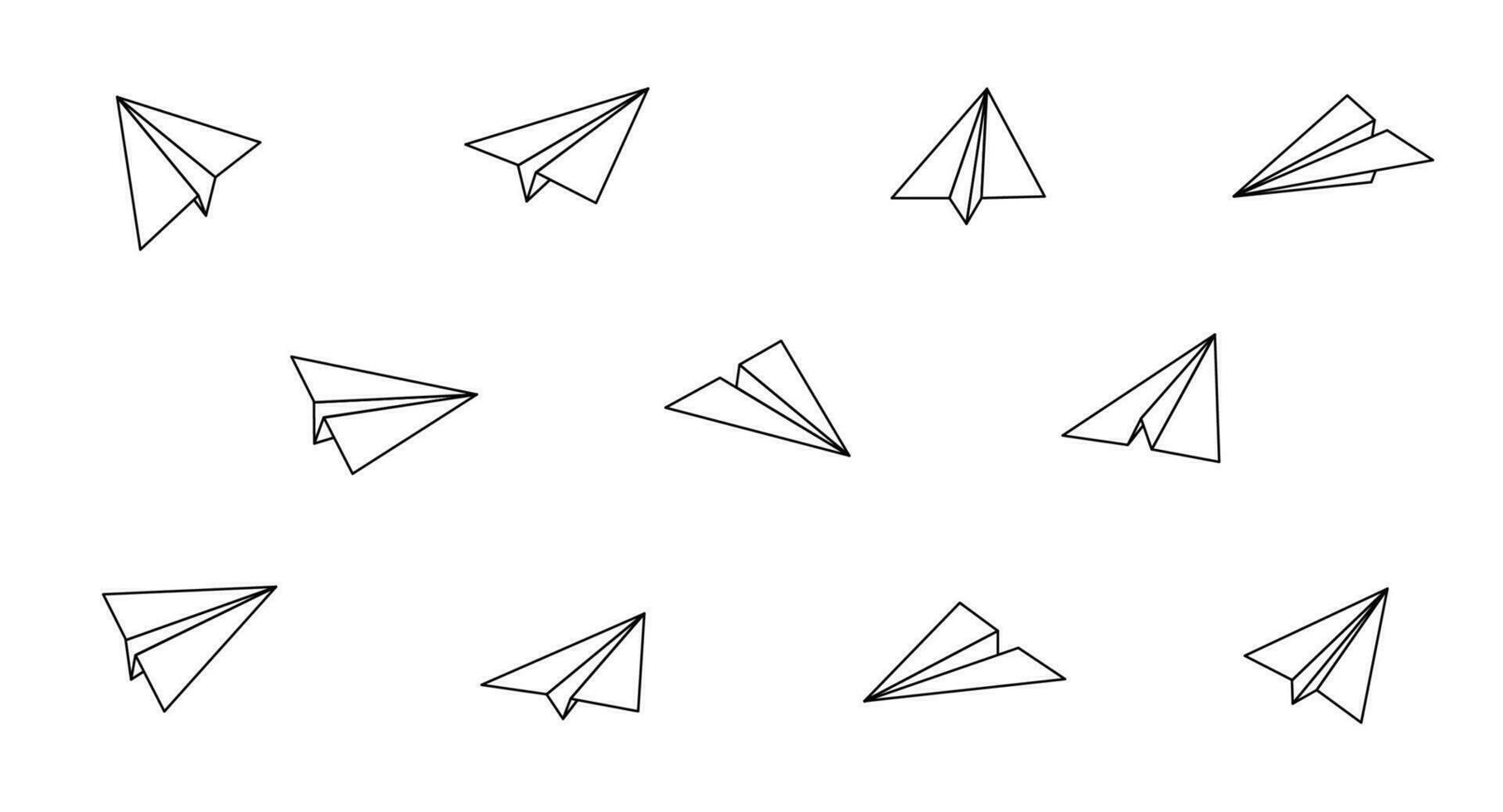 papier avion vecteur icône. griffonnage contour