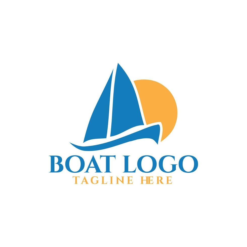bateau logo vecteur icône illustration conception prime vecteur