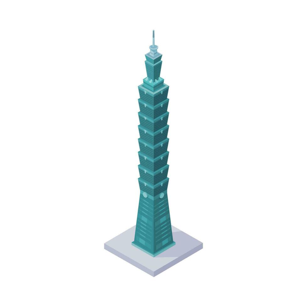 Taipei 101 Taïwan point de repère bâtiment isométrique illustration vecteur