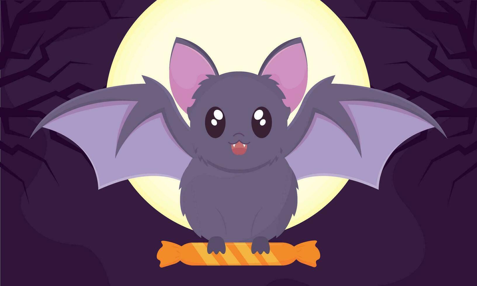 isolé mignonne chauve souris animal en volant avec des sucreries content Halloween vecteur