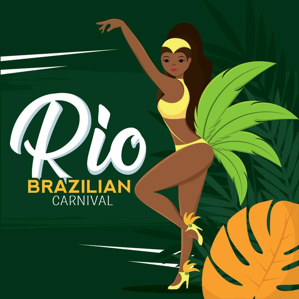 isolé fille Danseur personnage avec carnaval costume Rio de janeiro vecteur