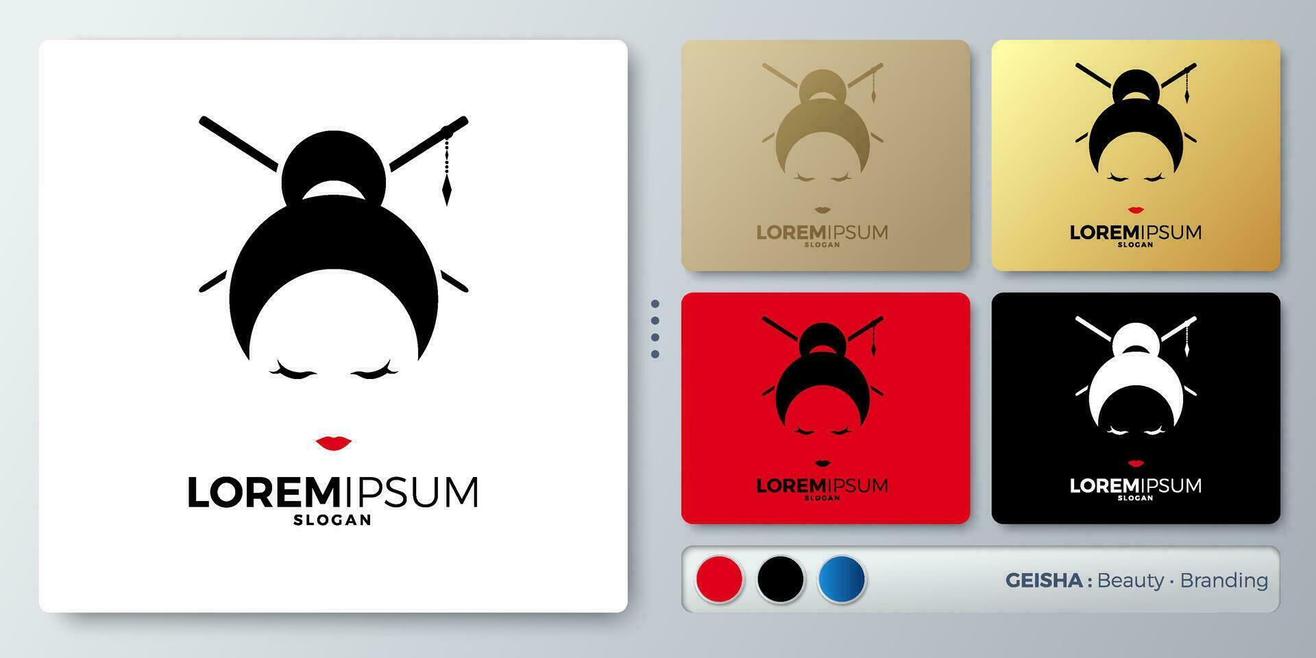 geisha vecteur illustration minimal logo conception. Vide Nom pour insérer votre l'image de marque. conçu avec exemples pour tout sortes de applications. vous pouvez utilisé pour entreprise, identité, cosmétique, beauté magasin.