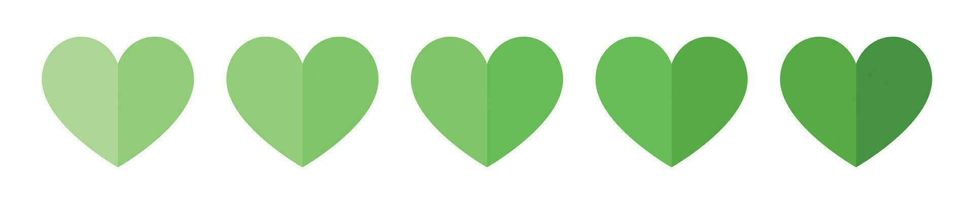 cœur forme éco vert icône ensemble avec blanc Contexte. vecteur