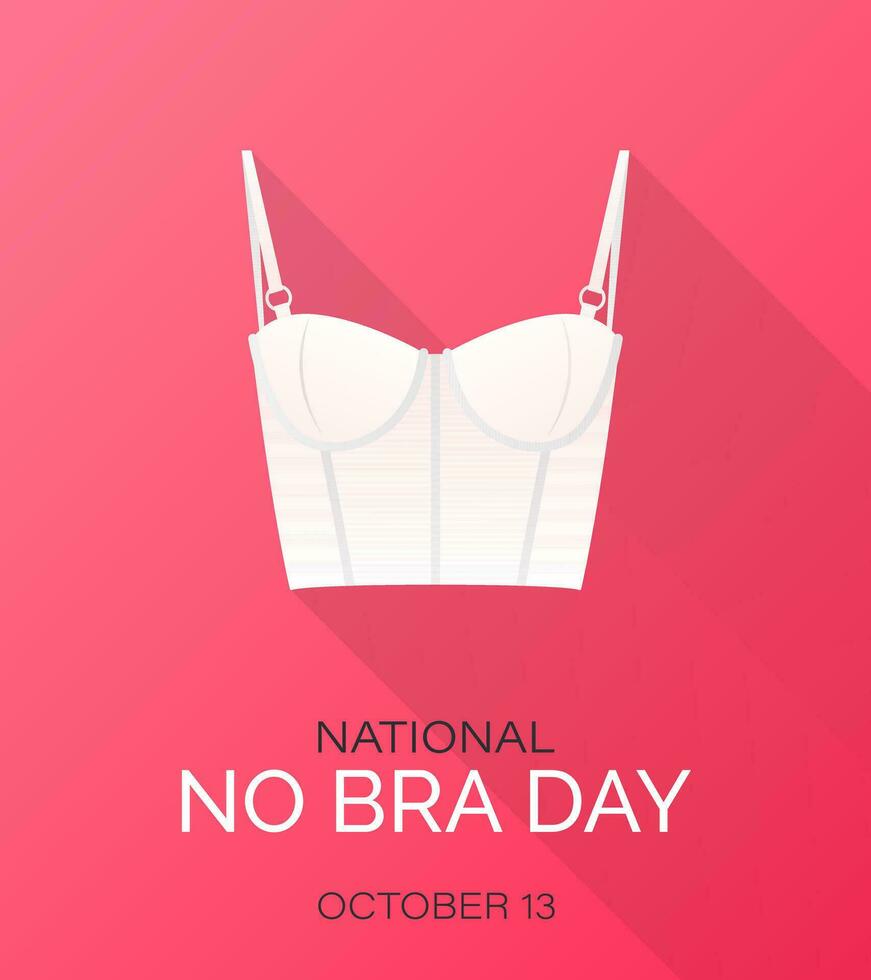 nationale non soutien-gorge journée. vecteur la toile bannière, affiche, couverture. blanc bustier Haut soutien-gorge icône isolé sur brillant rose toile de fond. Sein cancer conscience. non soutien-gorge jour, octobre 13. femmes santé. Sein santé se soucier.