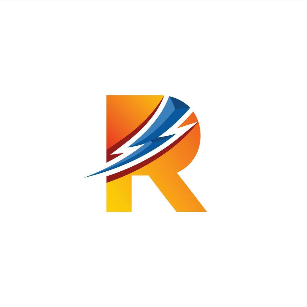 initiale lettre r icône logo conception modèle avec foudre - tonnerre - boulon - électrique - vecteur