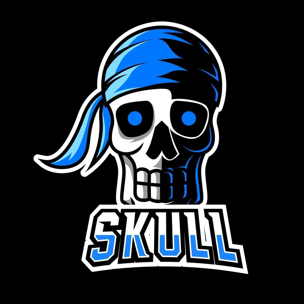 bandeau de crâne de conception de modèle de logo d'esport de sport de pirate rebelle vecteur