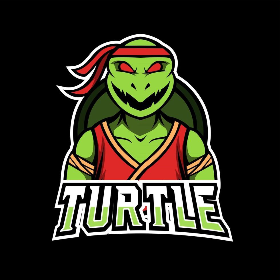 mascotte de tortue ninja en colère, modèle de logo sport esport vecteur