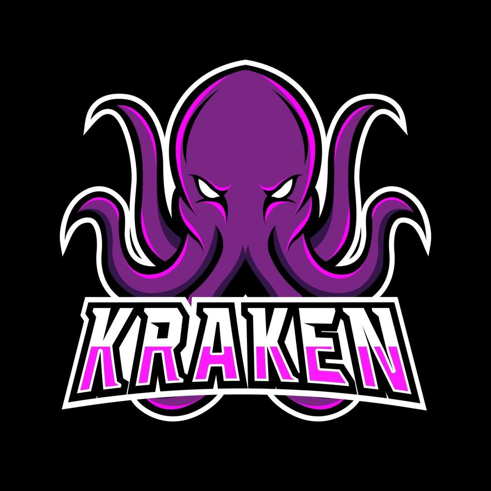 kraken octopus calmar mascotte sport gaming esport logo modèle pour équipe équipe club vecteur