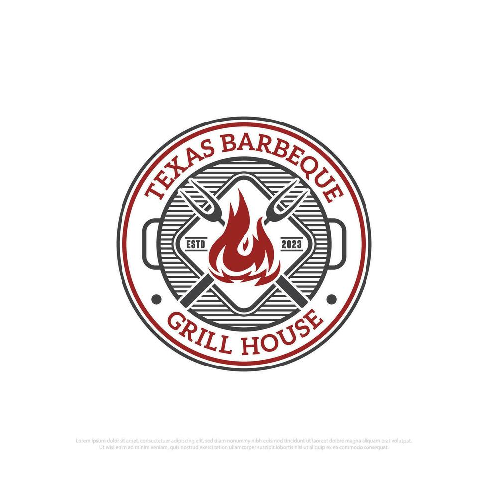 Texas barbecue gril maison logo conception vecteur, nourriture et breuvages logo icône vecteur illustration, meilleur pour pour restaurant logo modèle