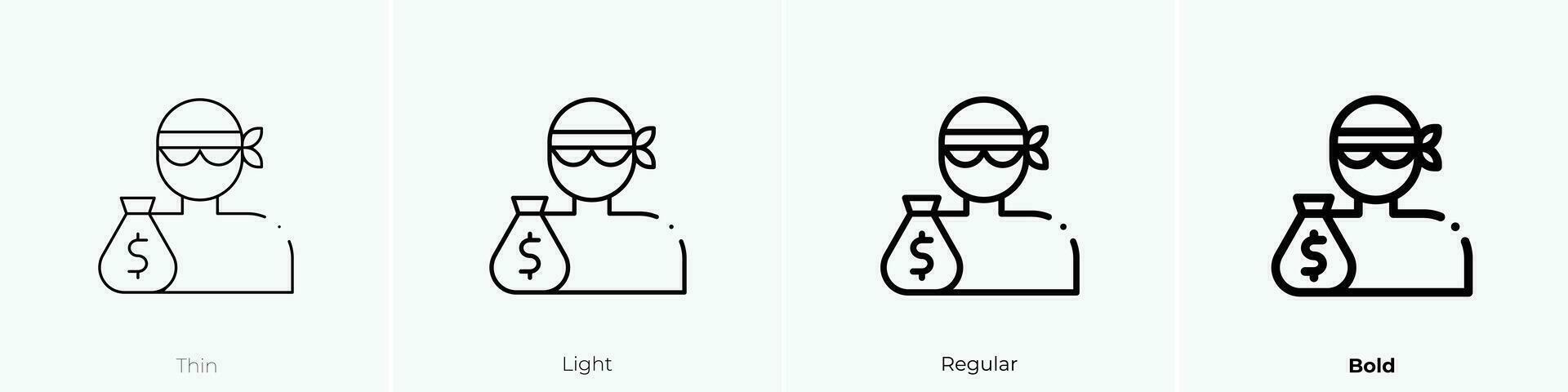 voleur icône. mince, lumière, ordinaire et audacieux style conception isolé sur blanc Contexte vecteur