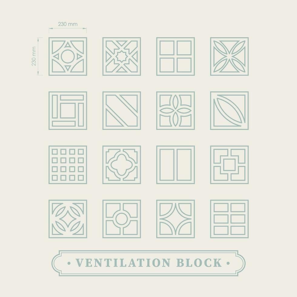 de face dessin de ventilation brise ciment bloquer dans pastel vert couleur. pour concept proposition, modèle, Contexte vecteur