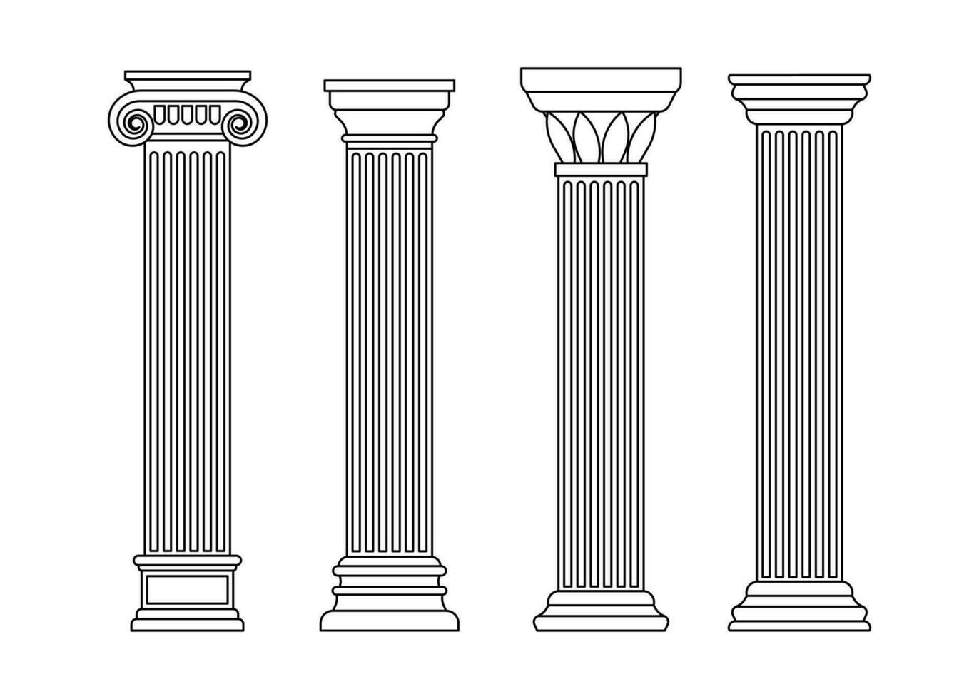 classique sculpté architectural piliers ligne art vecteur