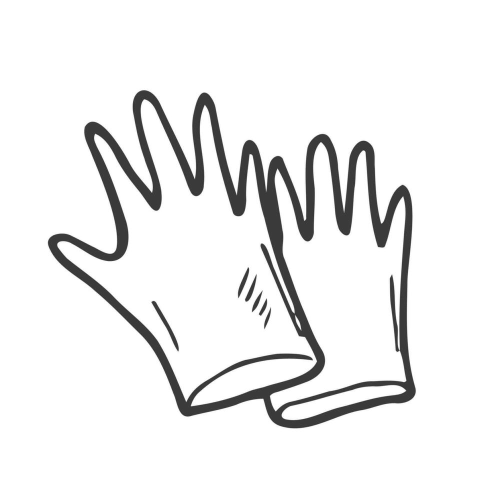 latex chirurgical gants.médical protecteur gants isolé sur une blanc Contexte. vecteur illustration dans le griffonnage style.