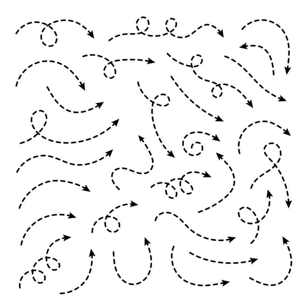 mince incurvé à pois La Flèche. zigzag La Flèche rayures conception avec à pois lignes. mince flèches. vecteur illustration.