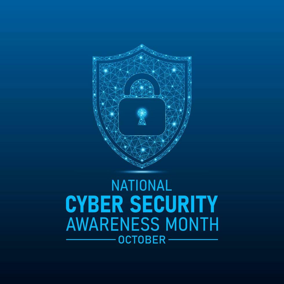 nationale cyber Sécurité conscience mois est observé chaque année dans octobre. faible poly style conception. cyber Sécurité bannière vecteur isolé sur géométrique Contexte.