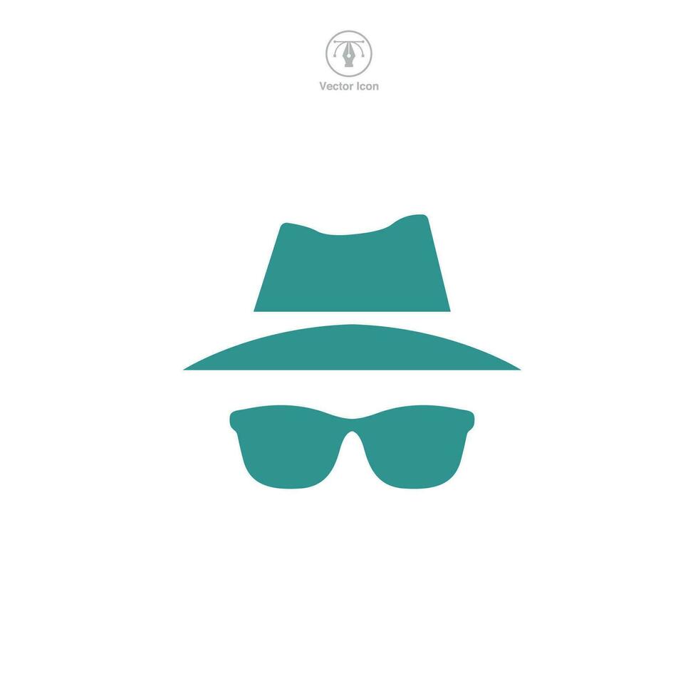 chapeau et lunettes, incognito icône symbole vecteur illustration isolé sur blanc Contexte