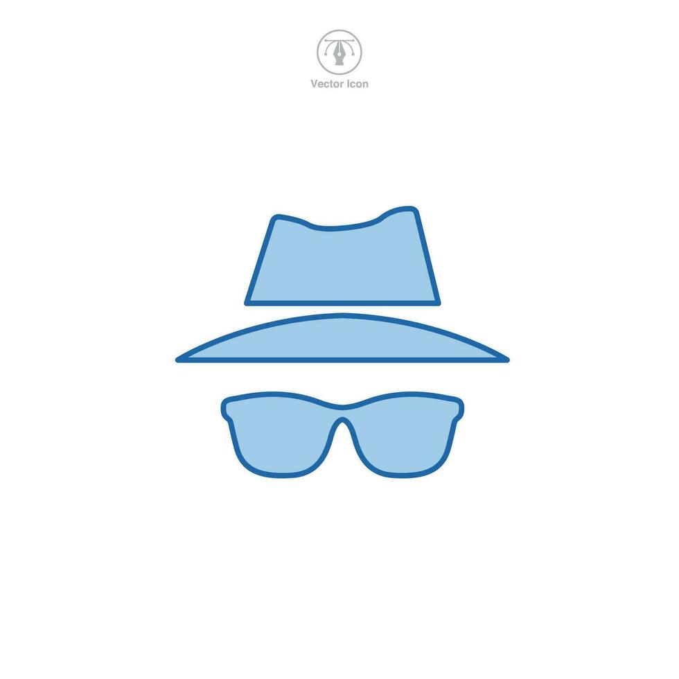 chapeau et lunettes, incognito icône symbole vecteur illustration isolé sur blanc Contexte