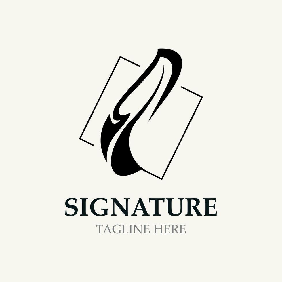 plume et Signature logo conception minimaliste affaires symbole signe modèle illustration vecteur