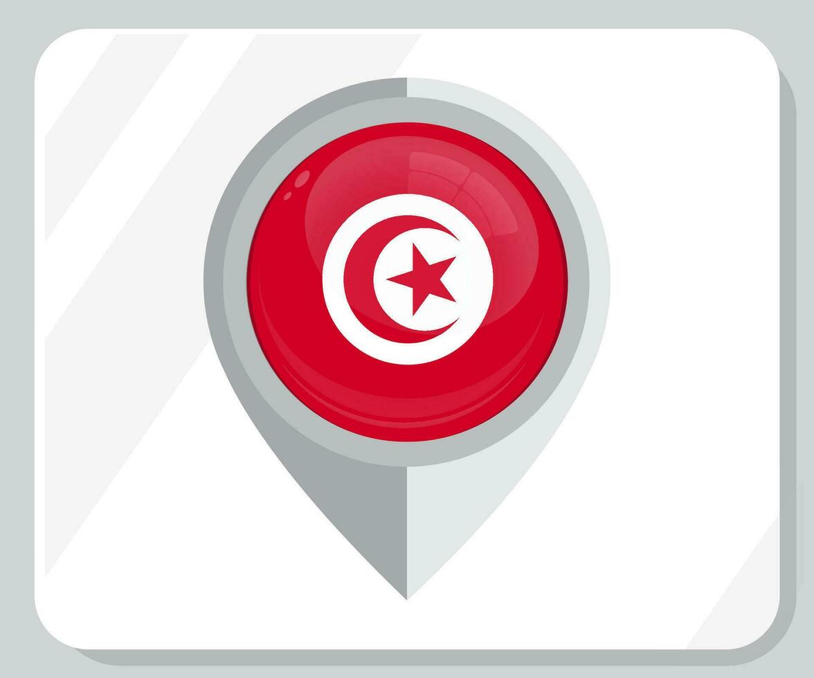 Tunisie brillant épingle emplacement drapeau icône vecteur