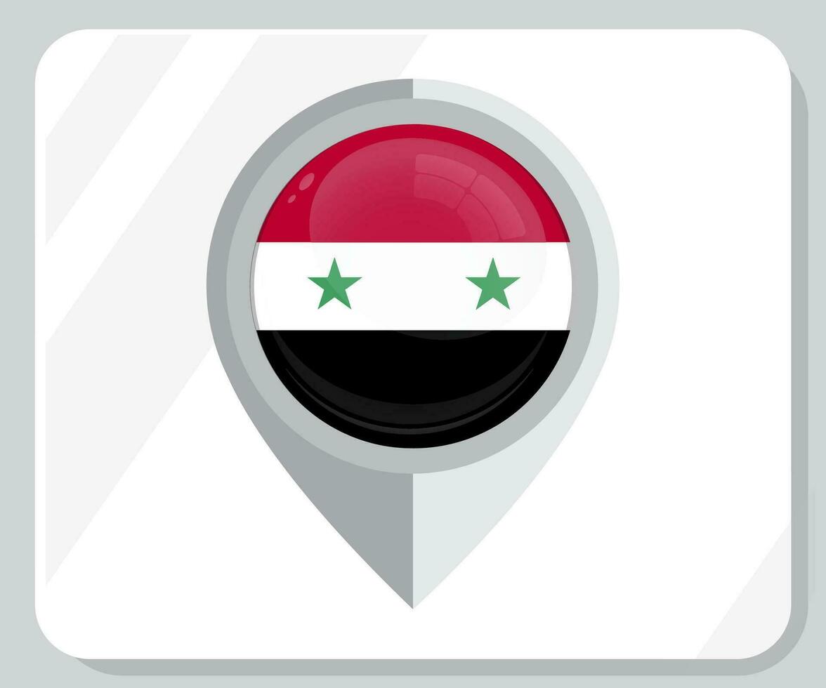 Syrie brillant épingle emplacement drapeau icône vecteur