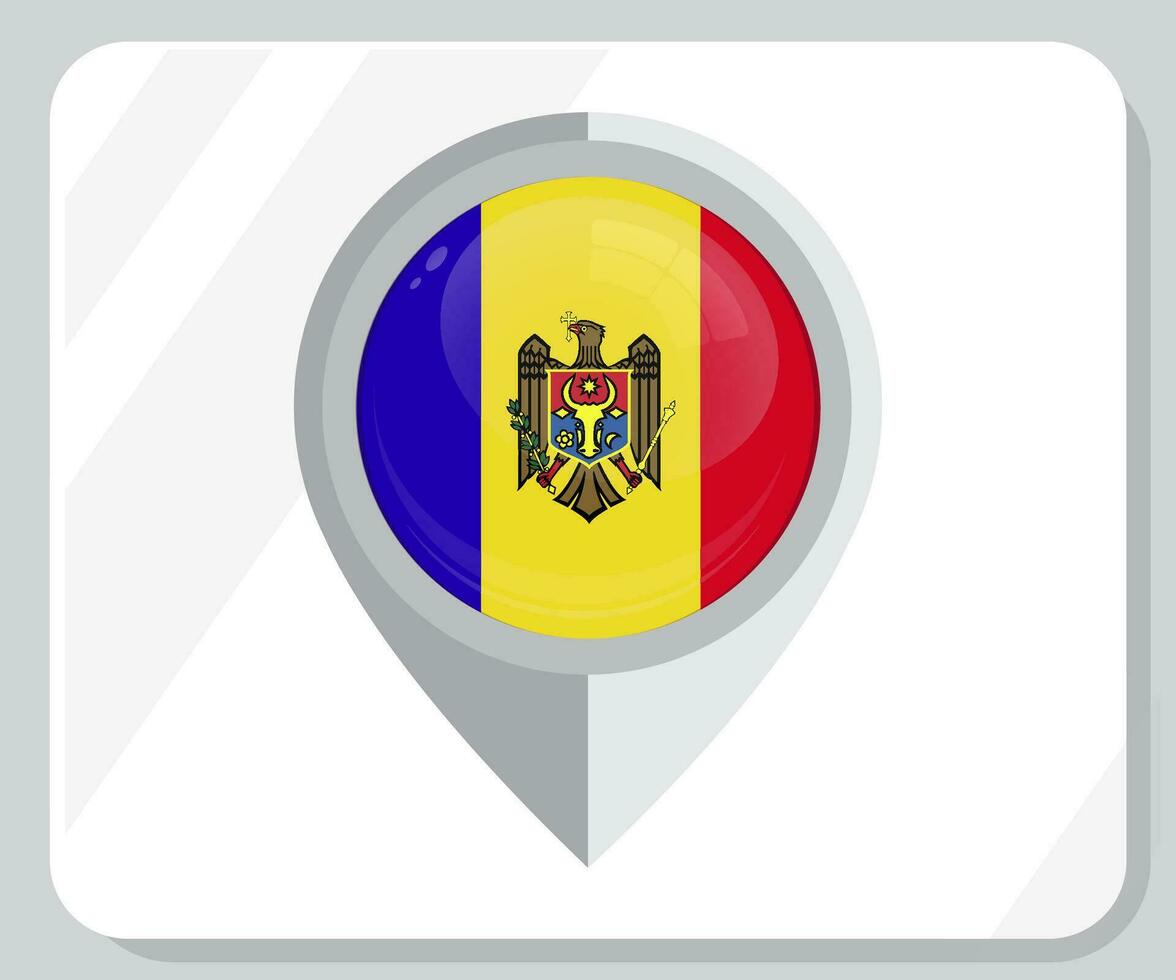 Moldavie brillant épingle emplacement drapeau icône vecteur