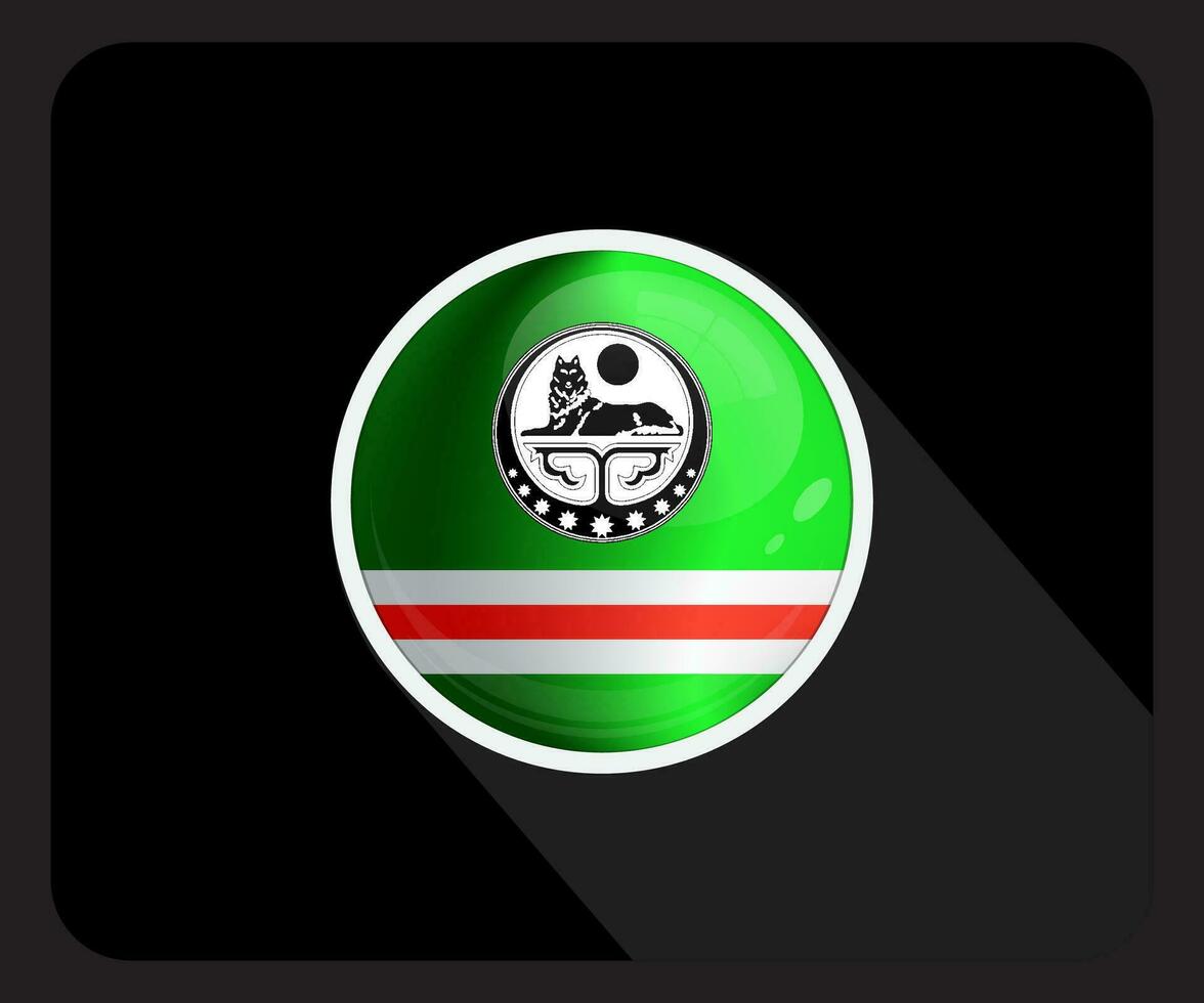 tchétchène brillant cercle drapeau icône vecteur