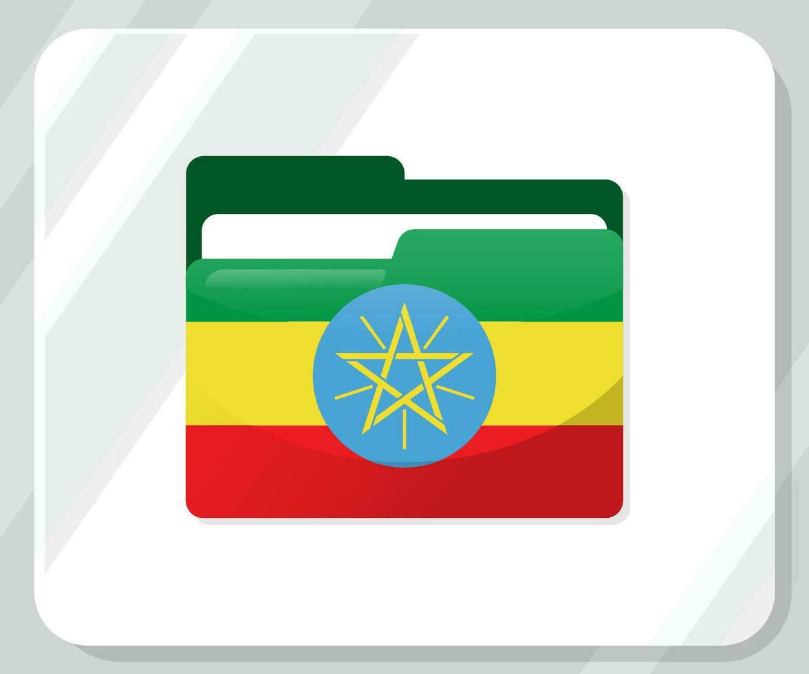 Ethiopie brillant dossier drapeau icône vecteur