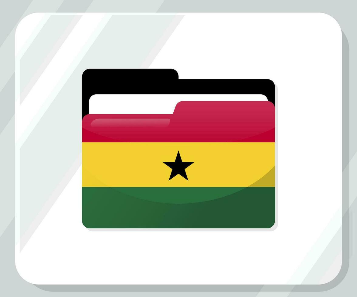 Ghana brillant dossier drapeau icône vecteur