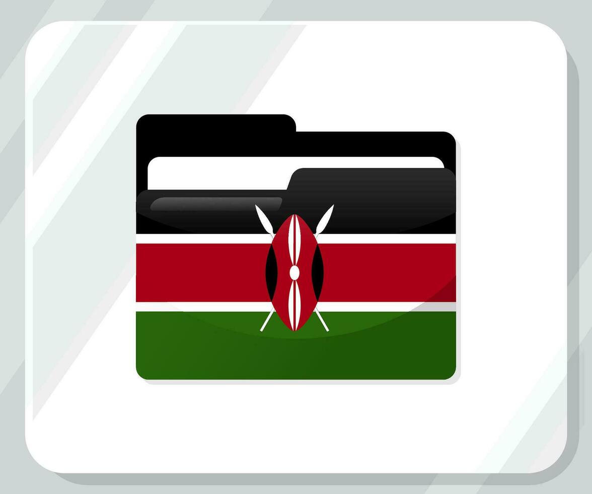 Kenya brillant dossier drapeau icône vecteur