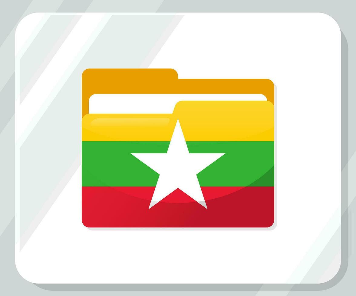 myanmar brillant dossier drapeau icône vecteur